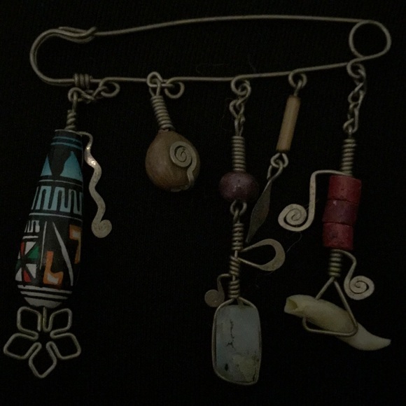 Wearable Art pin “Diaper pin” BoHo/gypsy/festival - Picture 2 of 8